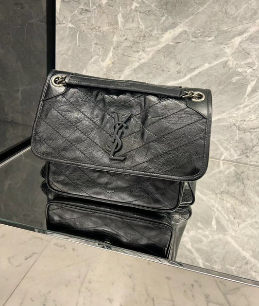 Ysl Niki NIKI復古皮革中型手袋