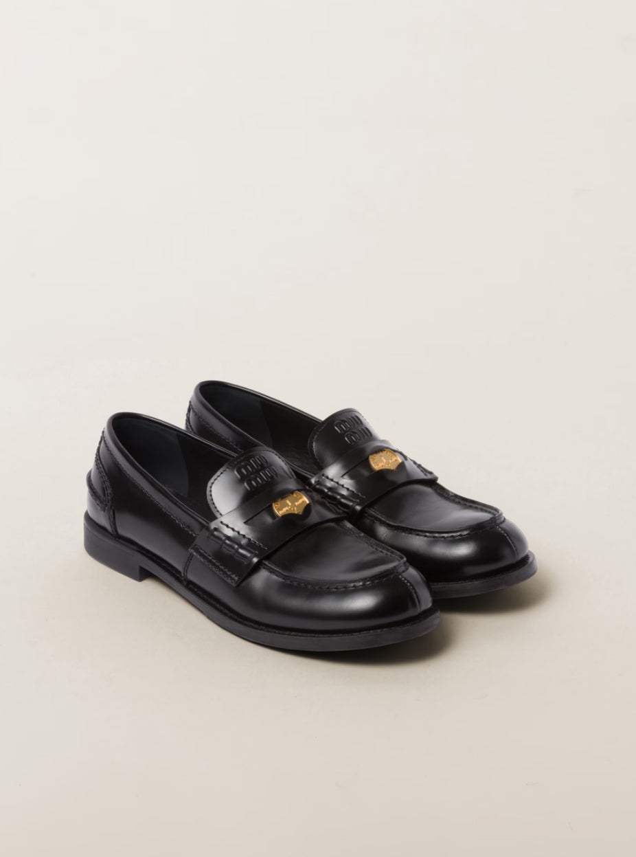 Miumiu 擦色皮革便士樂鞋福 Penny Loafer